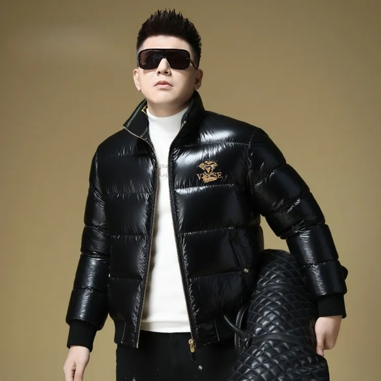 PAVENATNO/巴韦那奇冬季男士高端立领羽绒服休闲刺绣烫钻保暖外套