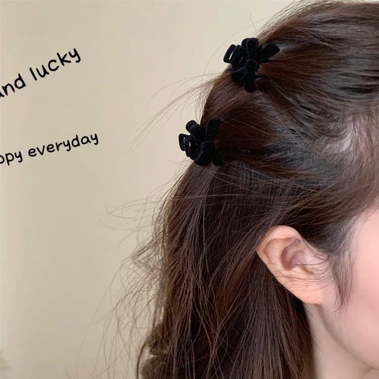 高级感丝绒蝴蝶结小抓夹刘海发夹小众设计发饰女小号碎发夹发饰品
