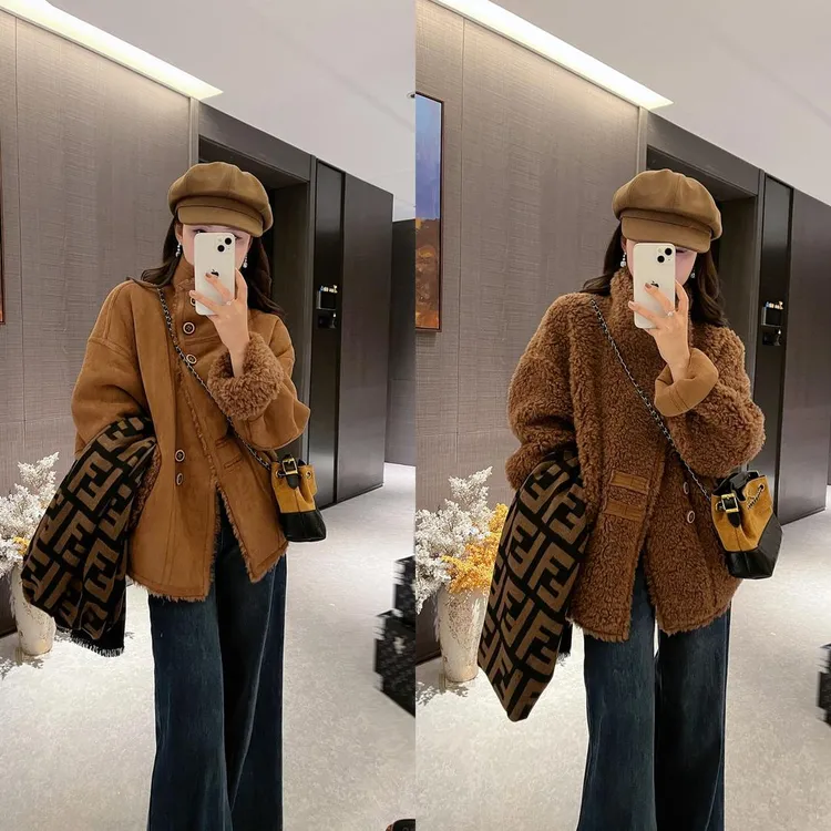保暖立领女冬季休闲风圆领短外套秋冬加绒休闲