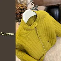 Naonao～韩版立领宽松纯色短款女秋冬外套百搭棉衣