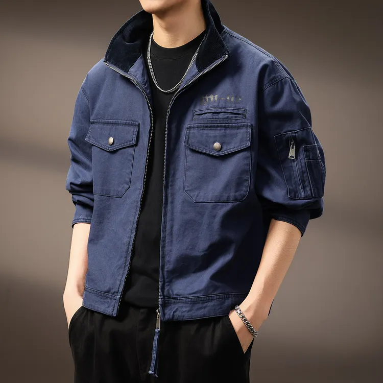 高端复古美拉德水洗做旧夹克男士秋季高级感底特律上衣工装外套男