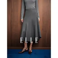 ELLE女装垂感半身裙2025冬季新款不对称时髦优雅鱼尾裙子ER52913