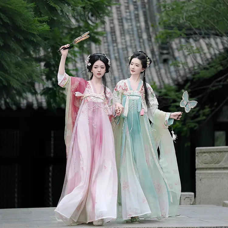 原创汉服女2025新款唐制刺绣上襦齐胸八破裙日常仙气春夏古风套装