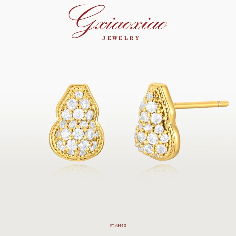G XIAOXIAO 镀K金 高级感轻奢满镶葫芦耳环 F16H40