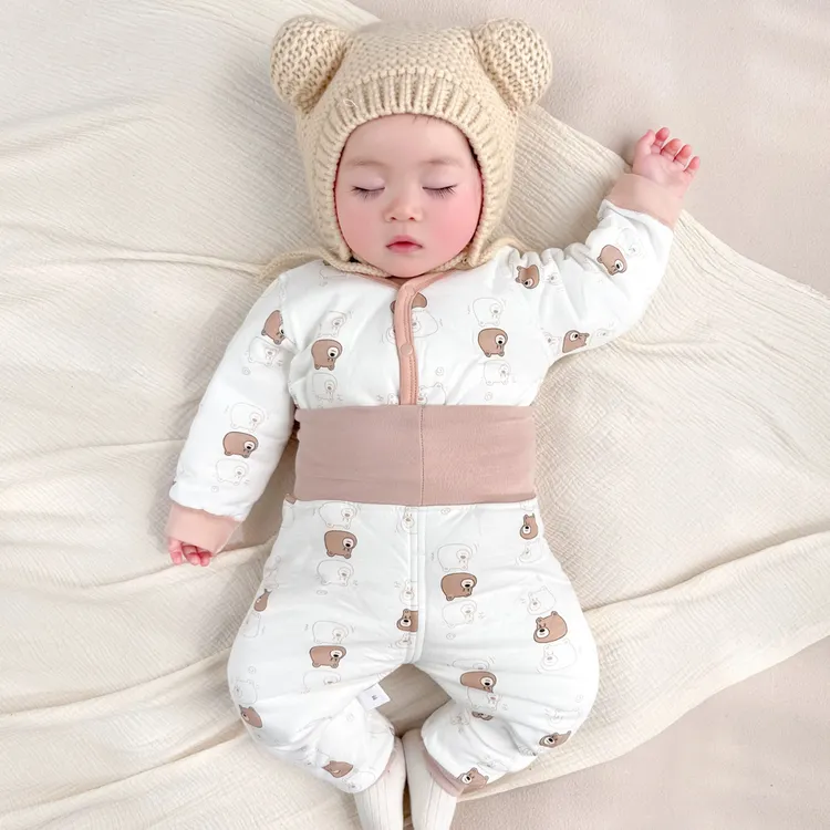 婴儿衣服秋冬天40克薄棉分体宝宝服套装保暖夹棉婴幼儿两件套薄棉