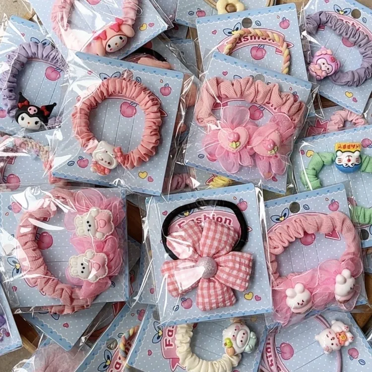 100根肠圈发绳不伤发皮筋可爱三丽鸥卡通树脂扎头扎马尾独立包装