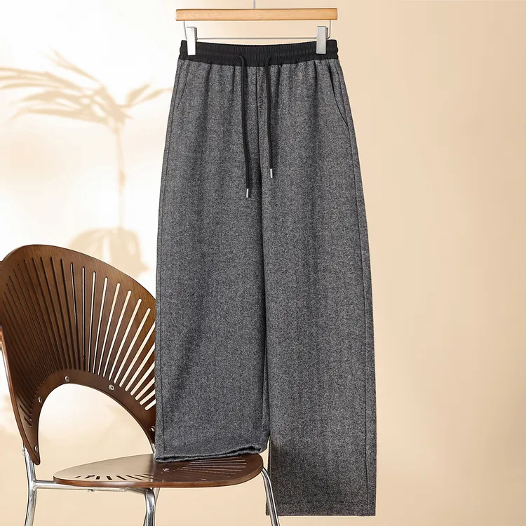 （60%羊毛呢冬季长裤）双层加厚减龄显瘦直筒女休闲裤