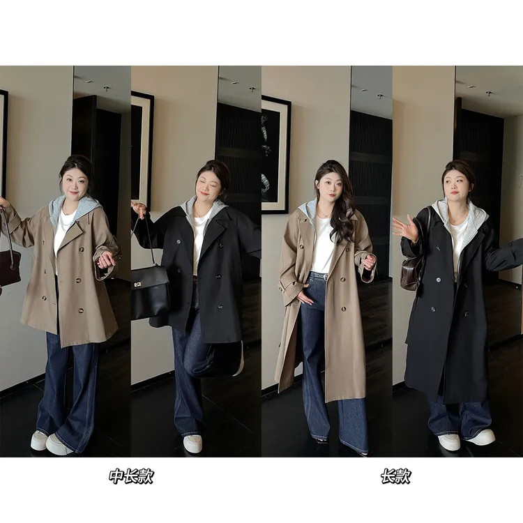 裂渡宣宣【巴黎画报】微胖大码女秋假两件双版本风衣外套ZY507A05