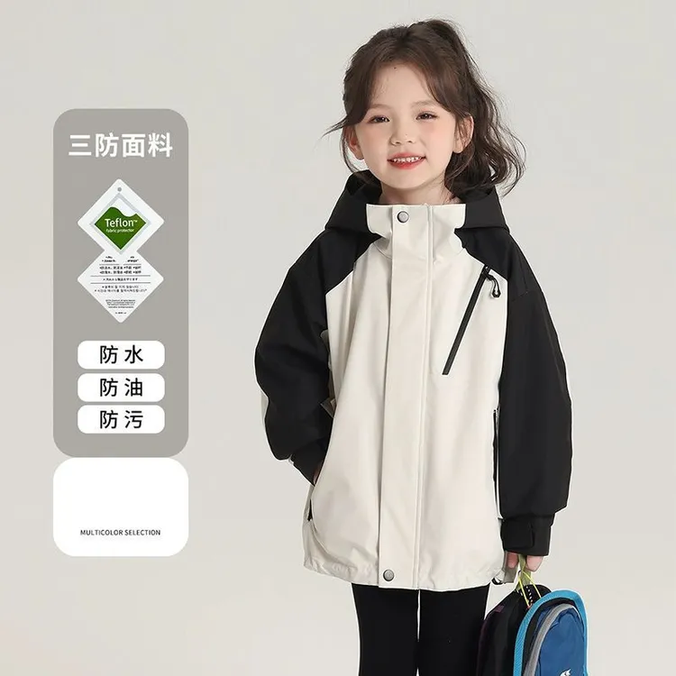 女童春装冲锋衣韩版洋气外套2025新款中大童男女童春秋款三防风衣