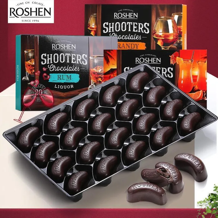 乌克兰如胜酒心巧克力ROSHEN神枪手威士忌白兰地朗姆酒液态酒心