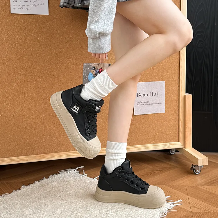 厚底面包鞋女款2025新款休闲鞋运动高帮板鞋女秋冬鞋子小白鞋
