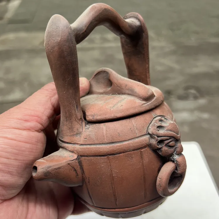 老式全手工木桶型紫砂壶