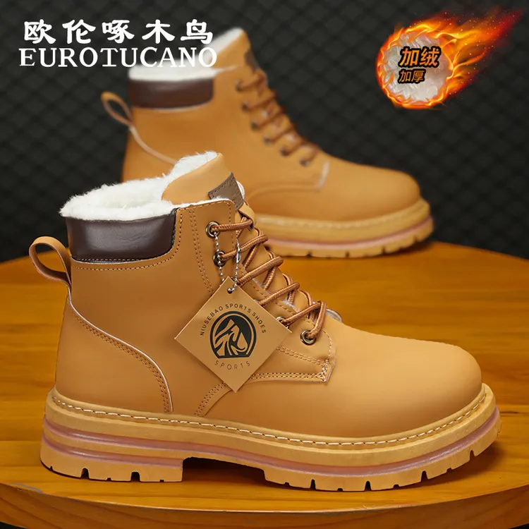 欧伦啄木鸟EUROTUCANO男鞋冬季加绒棉靴男士保暖雪地靴高帮马丁靴