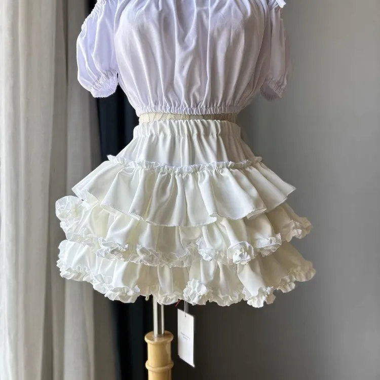 洛丽塔风格高腰显瘦百搭气质蓬蓬短裙半身裙