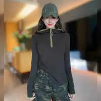 秋季新款韩版长袖连帽T恤卫衣女时尚休闲显瘦百搭上衣内搭打底衫