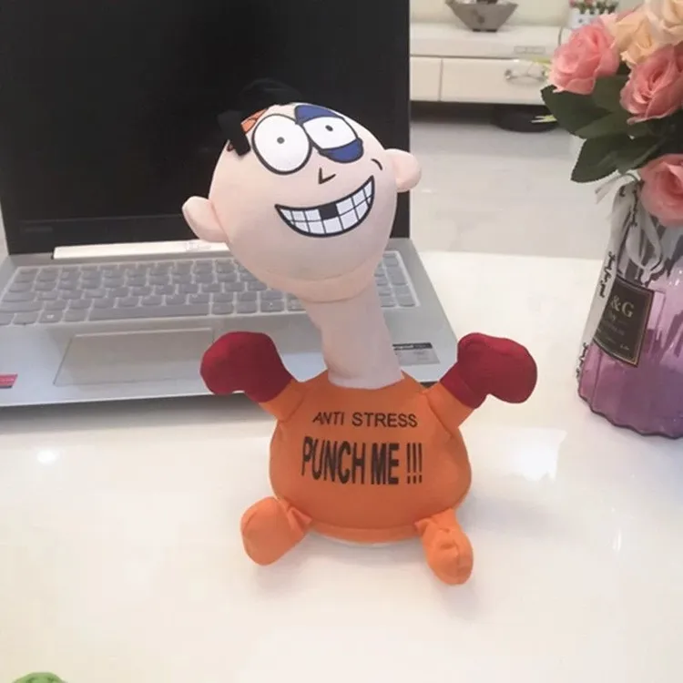 创意发泄电动毛绒击打挨揍抗揍punch me小人惨叫公仔玩具