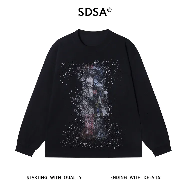 SDSA男士秋冬新款痞帅男装潮牌抽象印花圆领卫衣宽松百搭气质卫衣