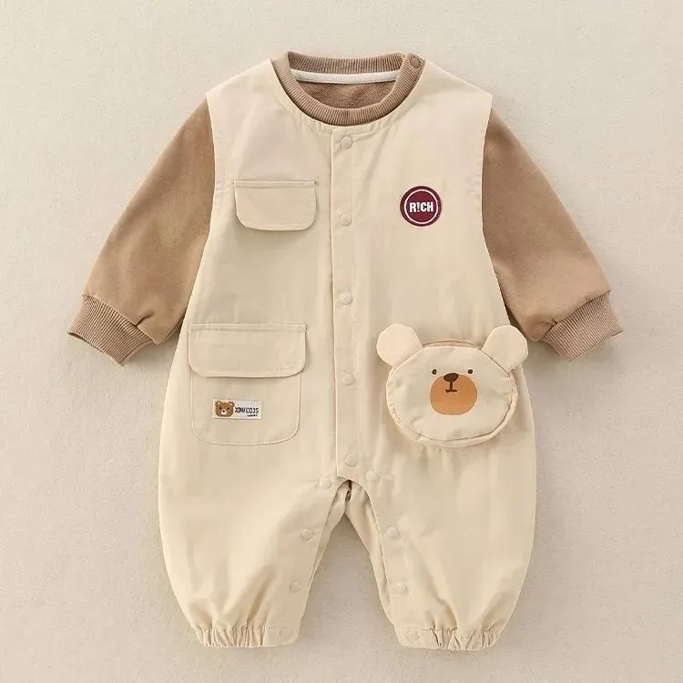 婴儿2025新款秋装洋气宝宝衣服加绒哈衣新款衬衫背带裤套装两件套