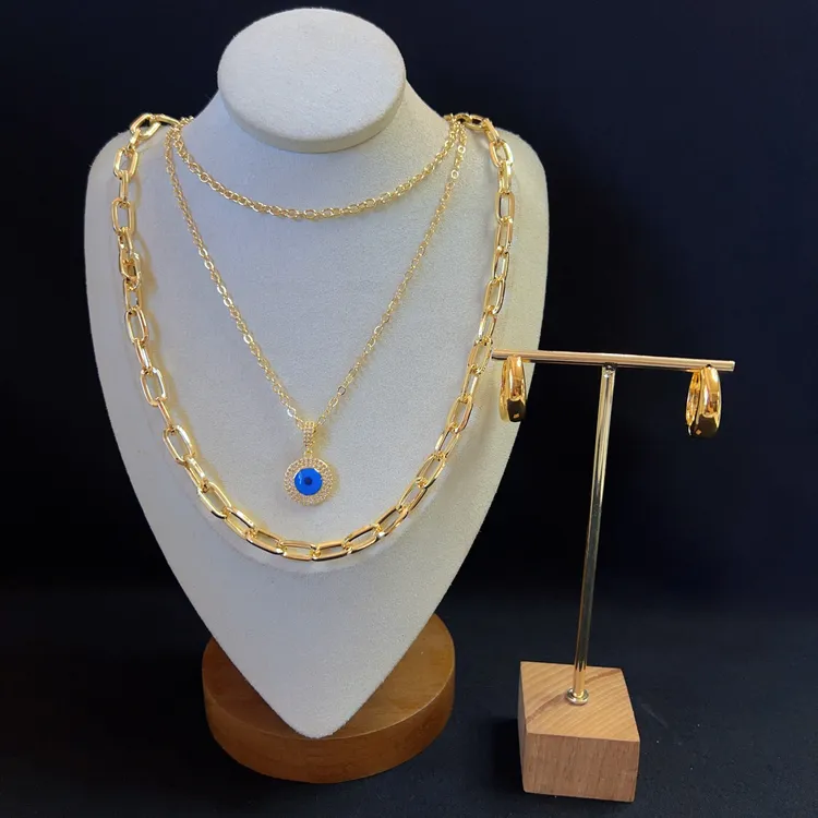 铜合金锆石项链 哈尼西牧时尚百搭两件套#0008677