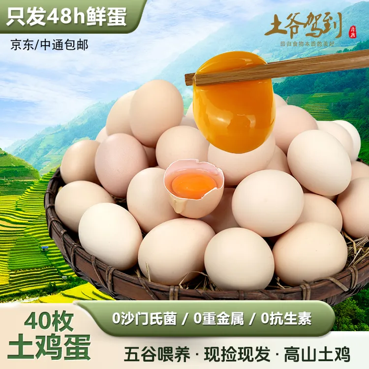 土爷驾到40枚无菌无抗可生食鸡蛋优质谷物喂养土鸡蛋农场直达dr