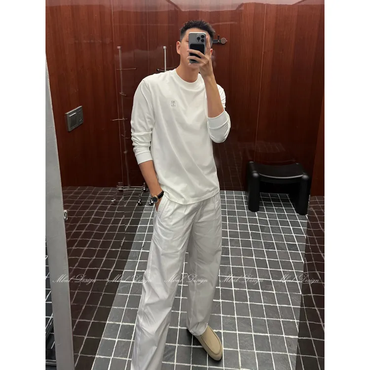 MBNL-F「BC结构」秦磊男装立体刺绣纯棉圆领长袖LL-WSY1138