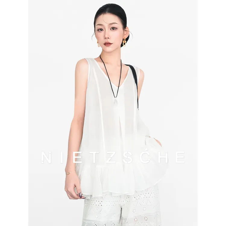 Nietzsche｜风吹半夏｜1oo%苎麻 荷叶边裙摆 百搭显瘦慵懒背心61899