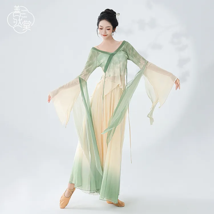 善然堂秋冬新款古典舞蝴蝶纱衣渐变裙裤飘逸仙气中国风演出练功服