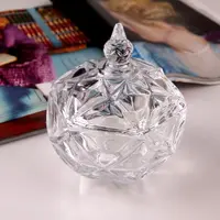 欧式玻璃糖果罐菱形精刻玻璃罐干果罐储物罐零食糖果罐水果碗