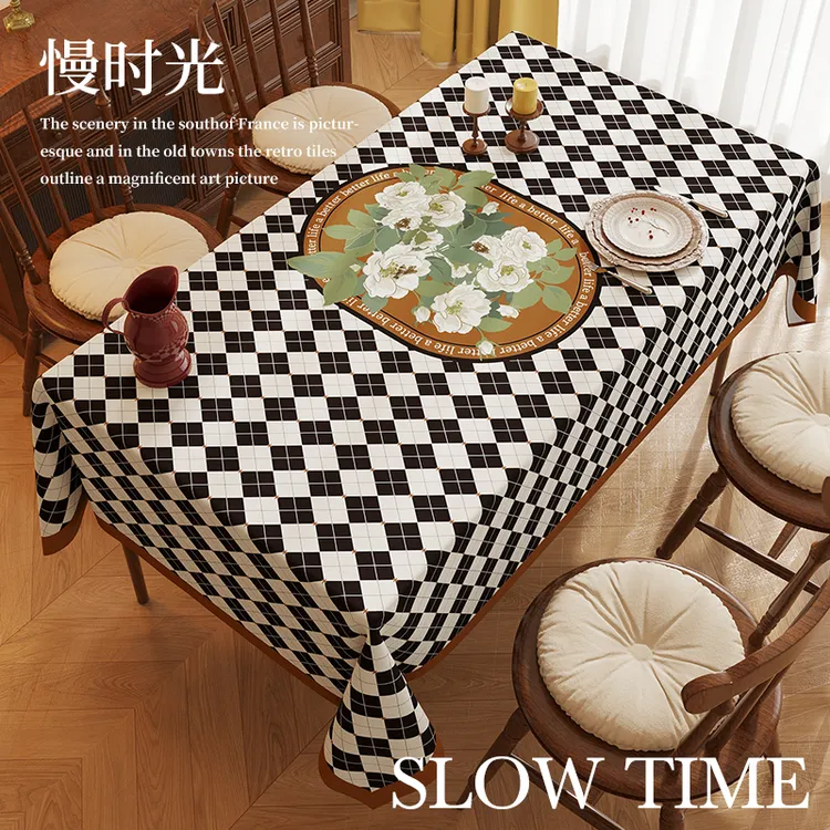 新款美式轻奢复古长方形餐桌布高级感防水防油免洗家用茶几垫台布