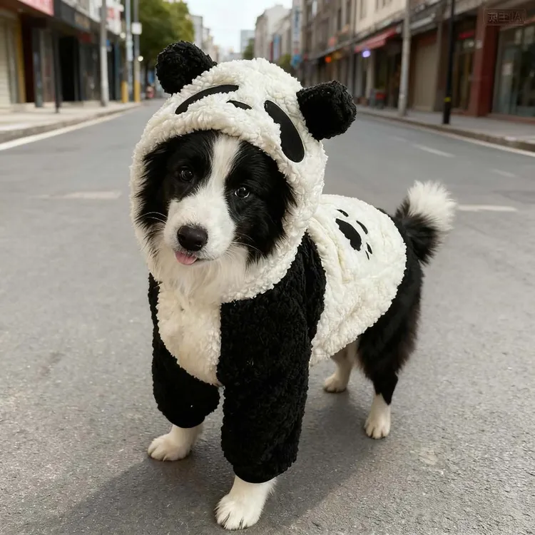 狗狗衣服秋冬加绒保暖熊猫变身装边牧金毛拉布拉多中大型犬宠物用