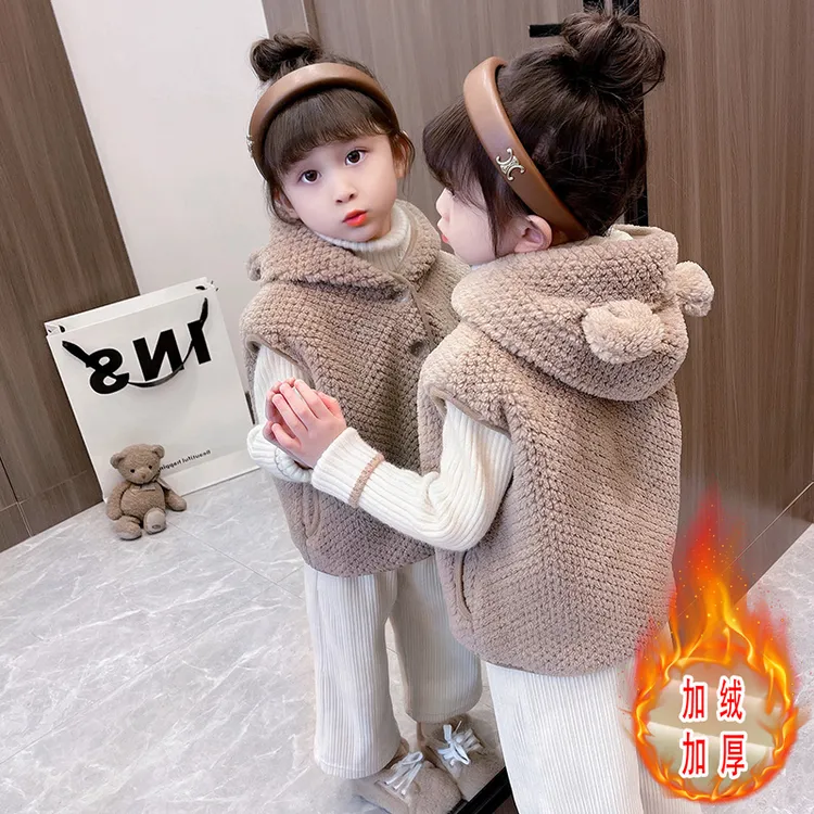 女童马甲秋冬季2025新款女宝宝加绒保暖儿童冬装加厚外穿背心