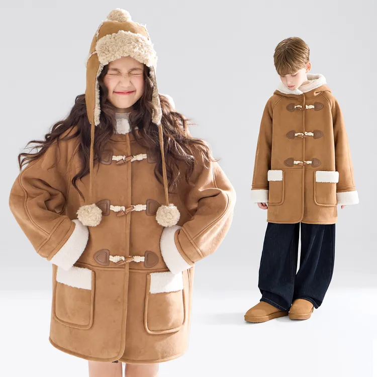 MUCMUKN 牛角扣仿麂皮仿羊羔绒大衣保暖外套男女童冬新M54ZW5775