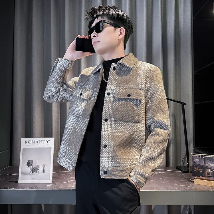 外套男款春秋褂子上衣2025新款高级感潮牌痞帅小香风短款休闲夹克