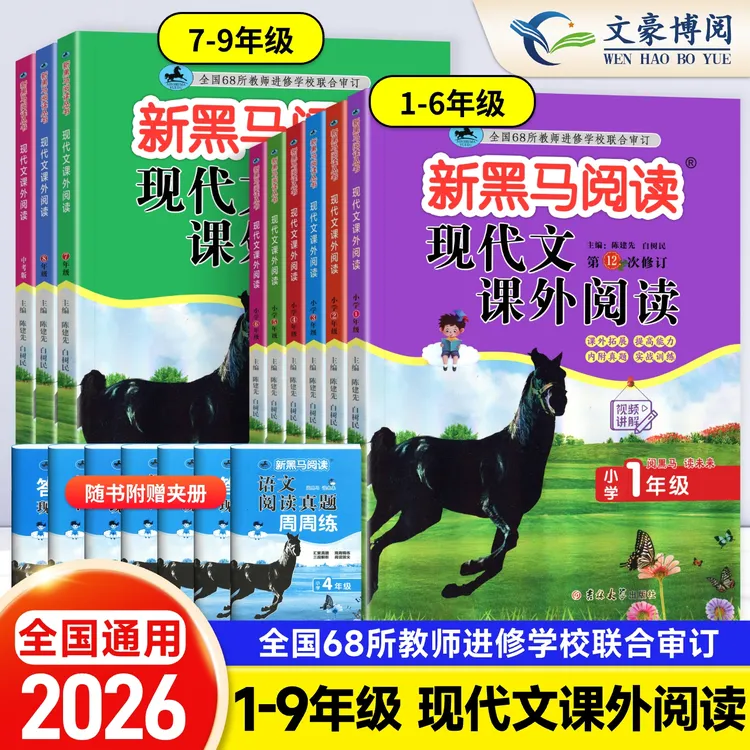 2026新黑马阅读现代文课外阅读1-9年级带阅读真题练习有讲解
