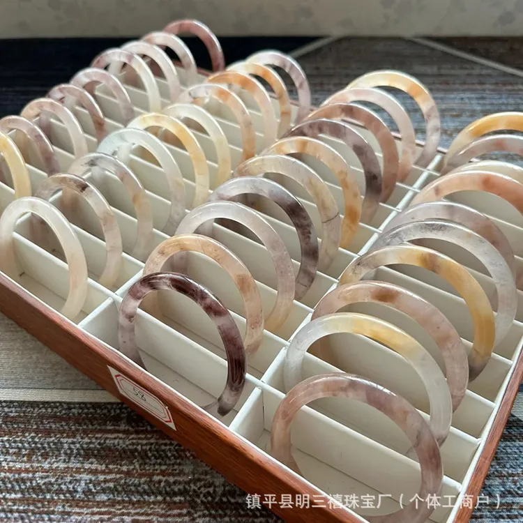 铜合金布艺手镯金丝玉紫罗兰圆条手镯天然正品新疆玉手镯女玉镯子