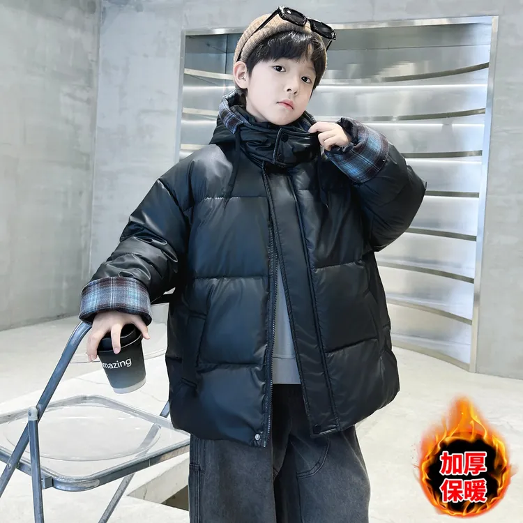 儿童装男童冬装皮衣棉服2025新款中大童棉袄冬季男孩加厚棉衣外套