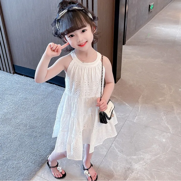 女童夏季连衣裙2025新款儿童绣花法式洋气公主裙中大童网红吊带裙