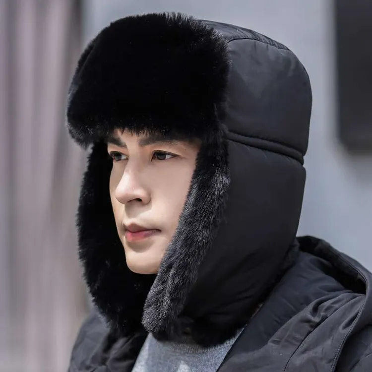 帽子男冬季保暖户外加厚雷锋帽男士东北冬天防寒骑电动车加绒套头