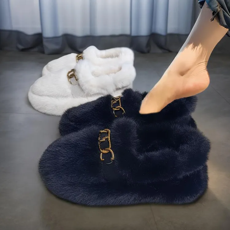 秋季外穿毛毛鞋女款冬2025年新款通勤一脚蹬时尚舒适软底豆豆鞋女