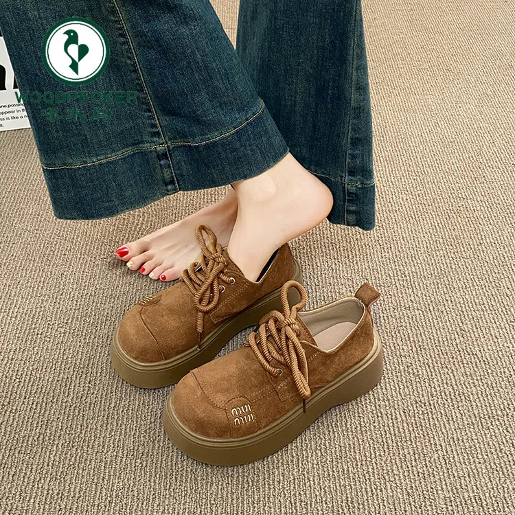 啄木鸟厚底勃肯单鞋女2025新款春秋气质百搭轻便显脚小防滑乐福鞋
