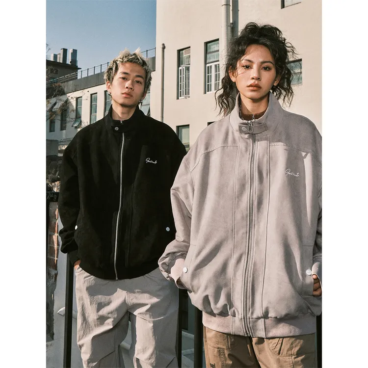 周深同款FORNINES新款复古仿麂皮绒外套百搭美式飞行员哈灵顿夹克