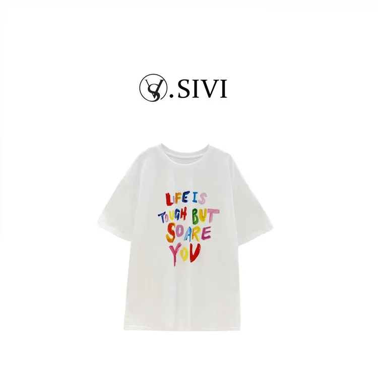 【彩色字母】2025夏季新款休闲潮流轻奢韩版百搭T恤上衣H2923