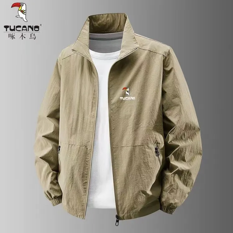 外套男春秋新款休闲透气夹克衫男装宽松百搭立领男士户外上衣