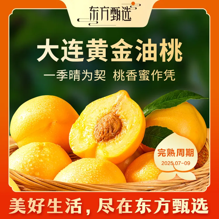 东方甄选自营大连黄金油桃3/4/4.5斤装新鲜采摘应季多汁坏果包赔