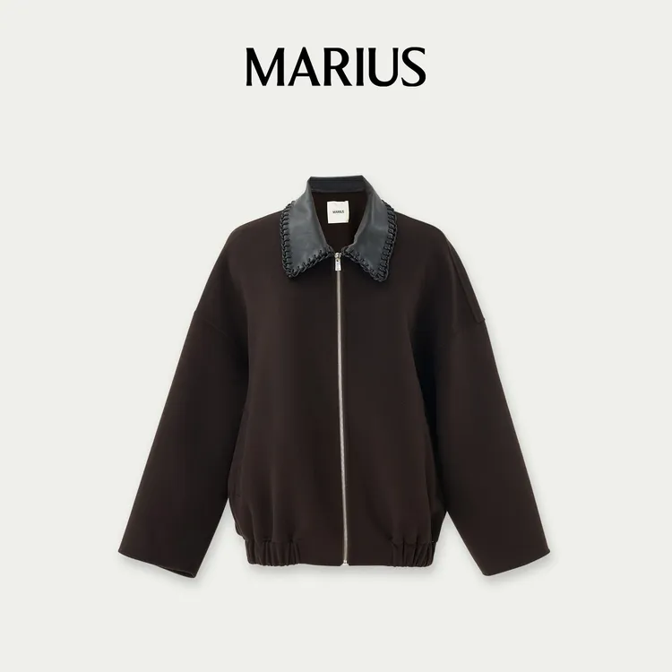 MARIUS“果丹皮”廓形翻领拉链门襟短夹克外套秋冬