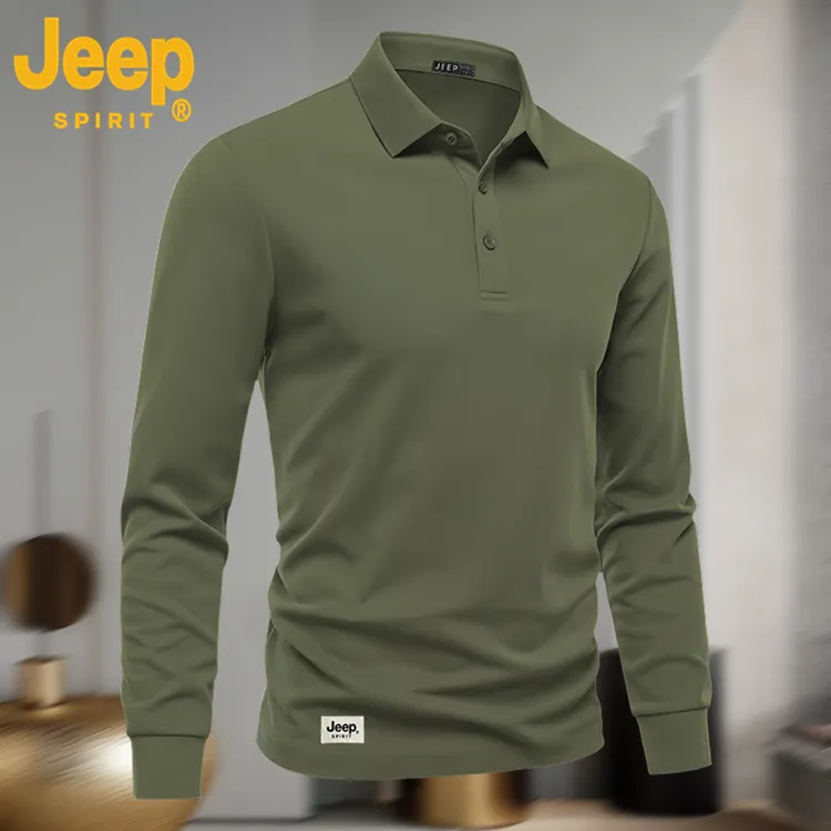 JeepSPIRIT长袖polo衫日系简约痞帅高级感春秋款美式休闲白色港风