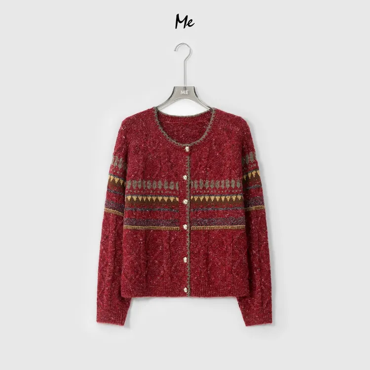 ME【复古艺术生】超细羊毛花纱复古费尔岛时尚保暖针织毛衣MESA5369