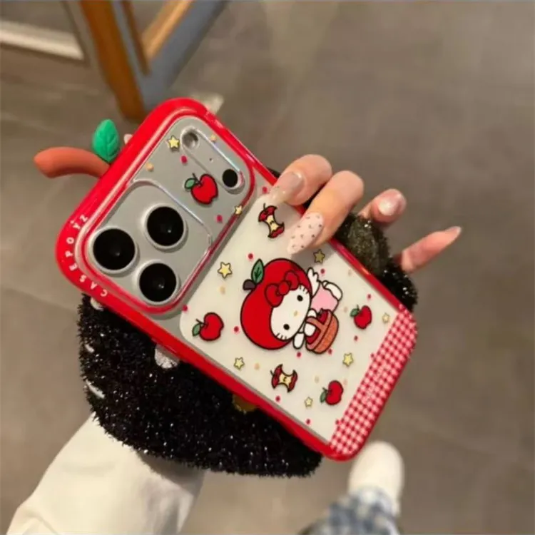 可爱立体枝干苹果头套kt猫适用iPhone17pro手机壳苹果16pro新款15