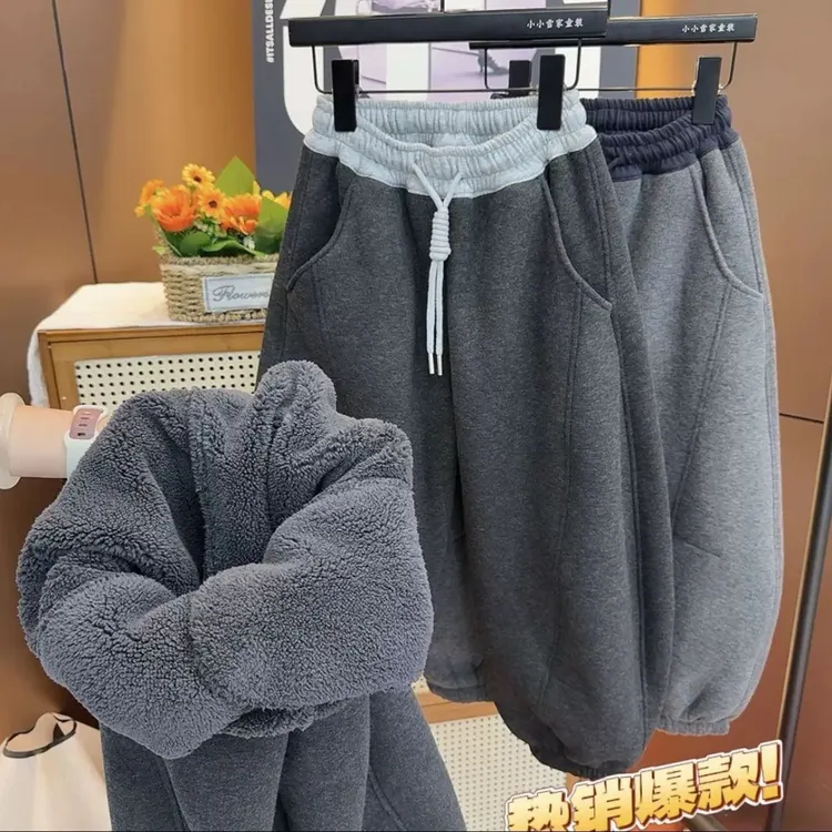 儿童中大童加厚绒冬季休闲弯刀裤