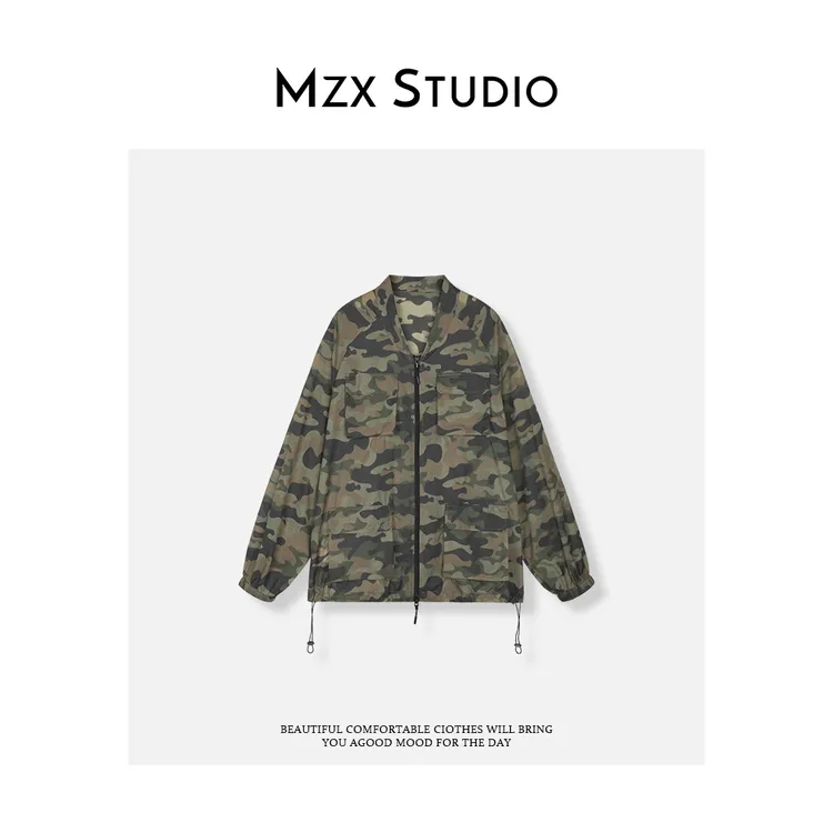 MZX夏季迷彩拉链长袖薄款外套百搭上衣WT8695-R